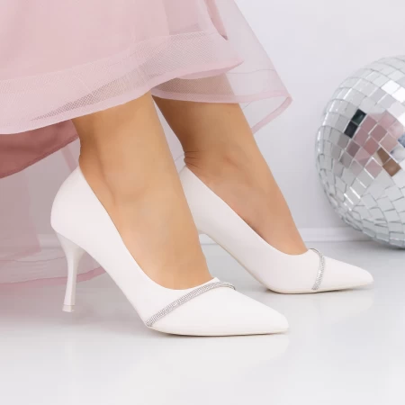 Pantofi cu Toc subtire 3XKK65 Bej » meishop.life