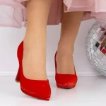 Pantofi cu Toc gros 3DC33 Rosu » meishop.life