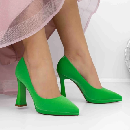 Pantofi cu Toc gros 3DC33 Verde » meishop.life