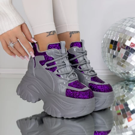 Pantofi Sport Dama cu Platforma 3SJN33 Mov » meishop.life
