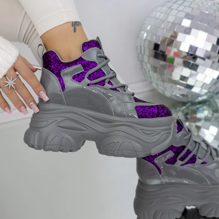 Pantofi Sport Dama cu Platforma 3SJN33 Mov » meishop.life