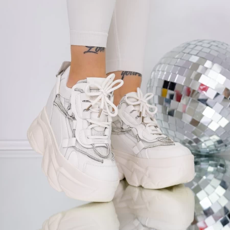 Pantofi Sport Dama cu Platforma 3SJN35 Bej » meishop.life