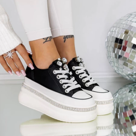 Pantofi Sport Dama cu Platforma 3SJN38 Negru » meishop.life