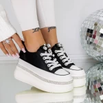 Pantofi Sport Dama cu Platforma 3SJN38 Negru » meishop.life