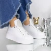 Pantofi Sport Dama cu Platforma H203 Alb Kavia