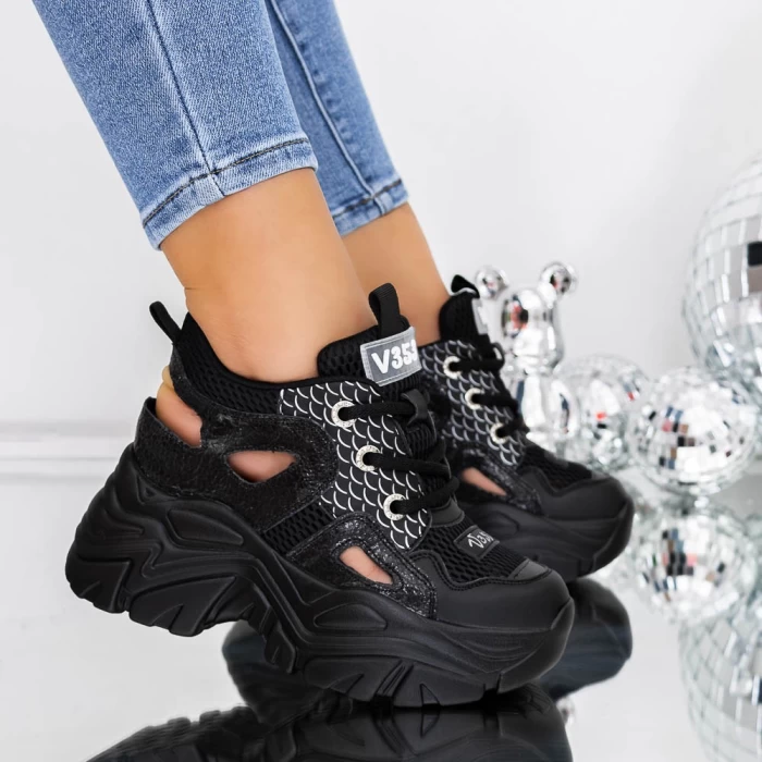Pantofi Casual Dama 3SJN37 Negru » meishop.life