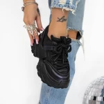 Pantofi Sport dama cu Platforma 3SJN55 Negru » meishop.life