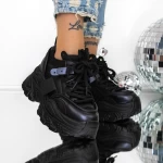 Pantofi Sport dama cu Platforma 3SJN55 Negru » meishop.life