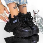 Pantofi Sport dama cu Platforma 3SJN55 Negru » meishop.life