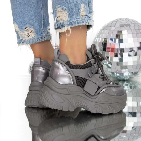 Pantofi Sport dama cu Platforma 3SJN55 Gri » meishop.life