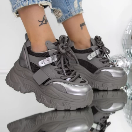 Pantofi Sport dama cu Platforma 3SJN55 Gri » meishop.life