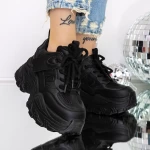 Pantofi Sport dama cu Platforma 3SJN58 Negru » meishop.life