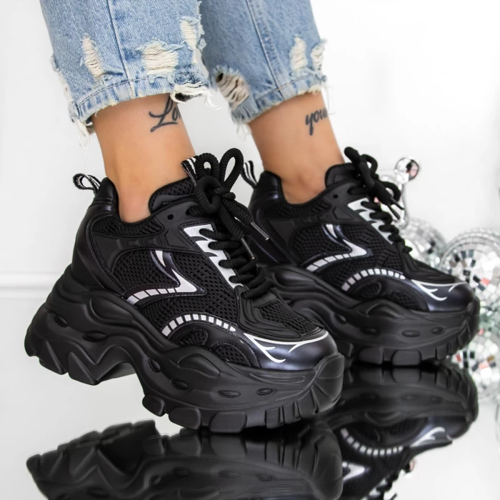 Pantofi Sport dama cu Platforma 3SJN60 Negru » meishop.life