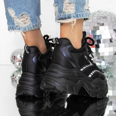 Pantofi Sport dama cu Platforma 3SJN60 Negru » meishop.life