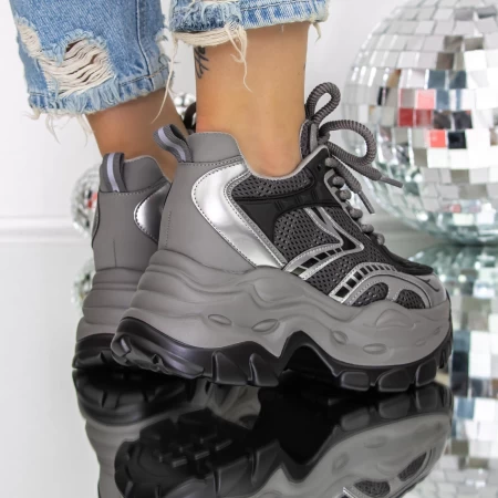 Pantofi Sport dama cu Platforma 3SJN60 Gri » meishop.life
