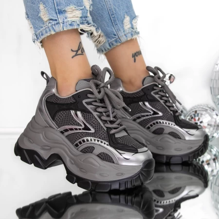 Pantofi Sport dama cu Platforma 3SJN60 Gri » meishop.life