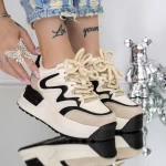 Pantofi Sport dama cu Platforma 3SJN62 Negru-Bej » meishop.life