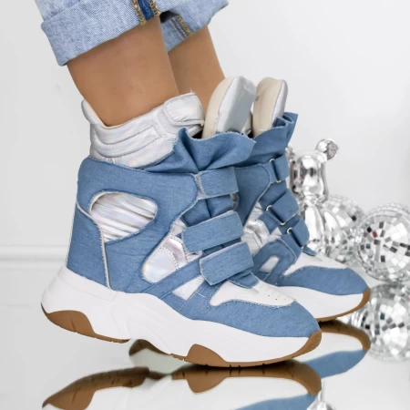 Sneakers Dama 3JF29 Argintiu-Albastru » meishop.life