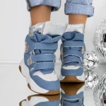 Sneakers Dama 3JF29 Argintiu-Albastru » meishop.life