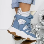 Sneakers Dama 3JF29 Argintiu-Albastru » meishop.life