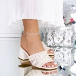 Papuci Dama cu Toc 3ZYT10 Crem » meishop.life
