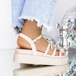Sandale Dama cu Talpa Joasa 3HXS59 Bej » meishop.life