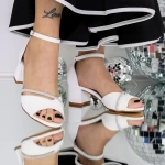 Sandale Dama cu Toc gros 3XKK86 Alb » meishop.life