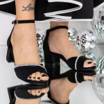 Sandale Dama cu Toc gros 3XKK86 Negru » meishop.life