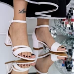 Sandale Dama cu Toc gros 2XKK85 Alb » meishop.life