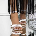 Sandale Dama cu Toc gros 2YXD73 Alb » meishop.life