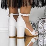 Sandale Dama cu Toc gros 2YXD73 Alb » meishop.life