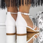 Sandale Dama cu Toc gros 3XKK106 Alb » meishop.life