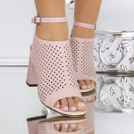 Sandale Dama cu Toc gros CR596-33-R504 Roz » meishop.life