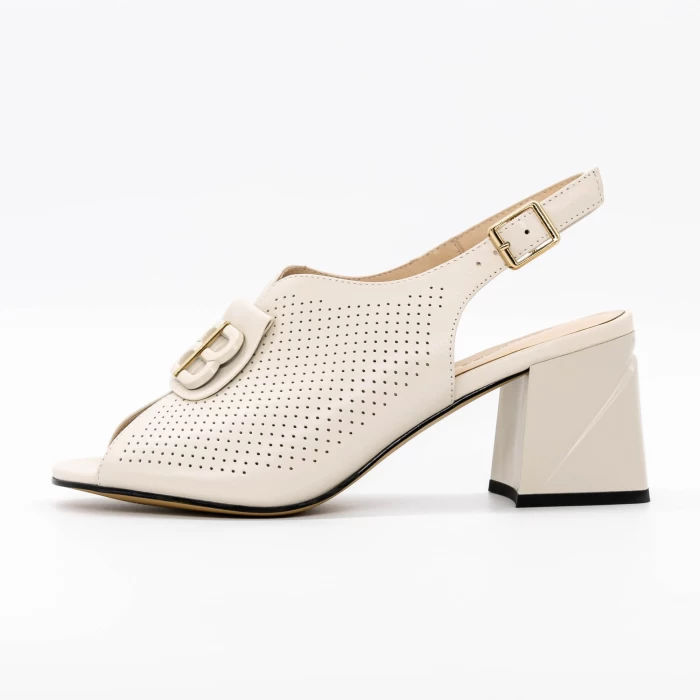 Sandale Dama cu Toc gros K377-1B Crem » meishop.life