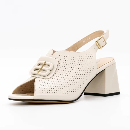 Sandale Dama cu Toc gros K377-1B Crem » meishop.life