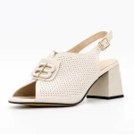 Sandale Dama cu Toc gros K377-1B Crem » meishop.life