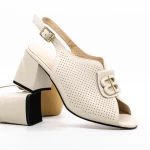 Sandale Dama cu Toc gros K377-1B Crem » meishop.life