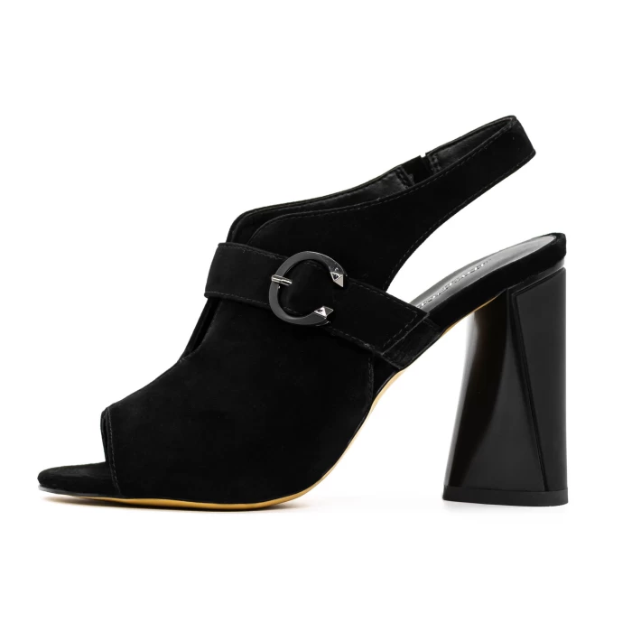 Sandale Dama cu Toc gros K389-2R Negru » meishop.life