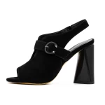 Sandale Dama cu Toc gros K389-2R Negru » meishop.life