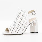Sandale Dama cu Toc gros K596-80 Alb » meishop.life