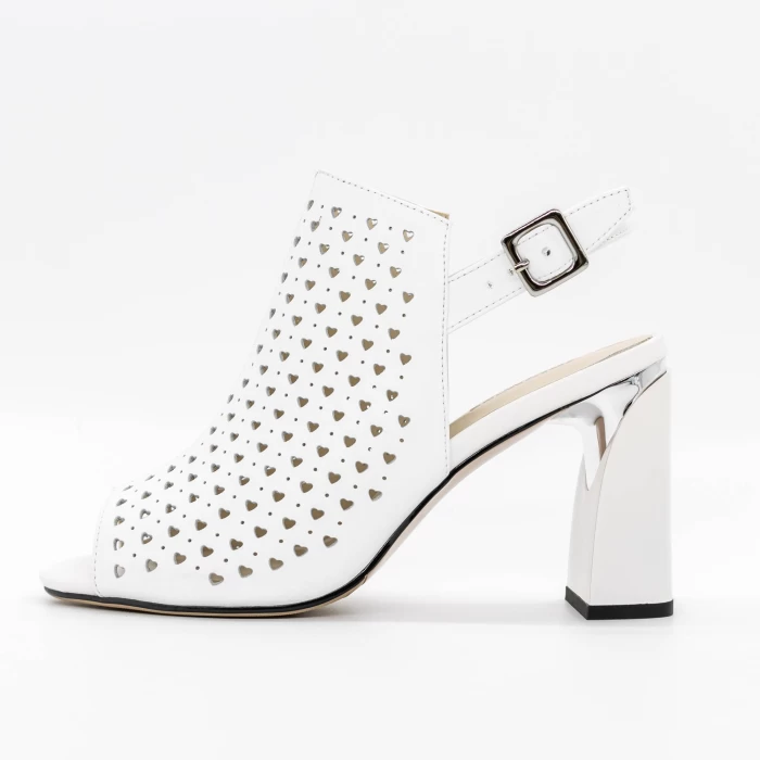 Sandale Dama cu Toc gros K596-80 Alb » meishop.life