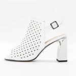 Sandale Dama cu Toc gros K596-80 Alb » meishop.life