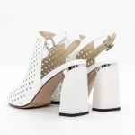 Sandale Dama cu Toc gros K596-80 Alb » meishop.life