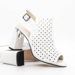 Sandale Dama cu Toc gros K596-80 Alb » meishop.life