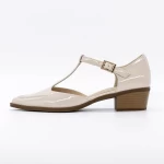 Sandale Dama cu Toc gros K6052-5680 Crem » meishop.life