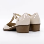 Sandale Dama cu Toc gros K6052-5680 Crem » meishop.life