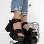 Papuci Dama cu Platforma 3WL207 Negru » meishop.life