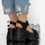 Papuci Dama cu Platforma 3WL207 Negru » meishop.life