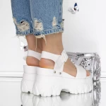 Papuci Dama cu Platforma 3WL207 Alb » meishop.life