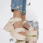Papuci Dama cu Platforma 3WL207 Bej deschis » meishop.life